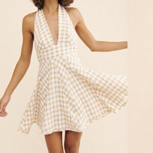 Free People - "Do The Twist" Halter Gingham Mini Dress - Sz 12 - NWT